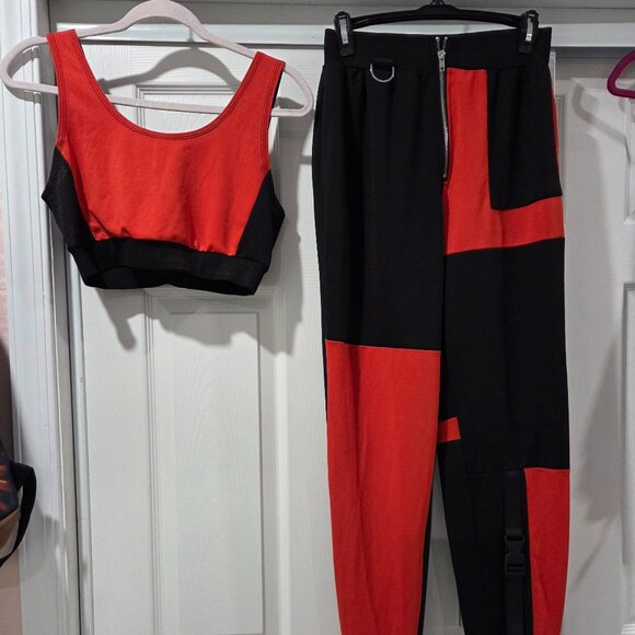 Matching black and orange sweat pants and top - Picture 1 of 8